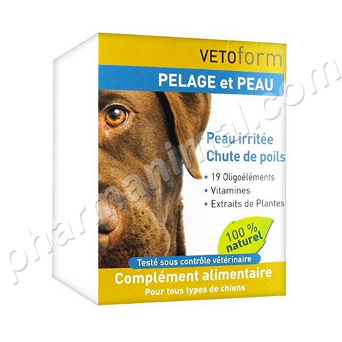 VETOFORM CHIEN PELAGE ET PEAU	b/100 g   pdr or